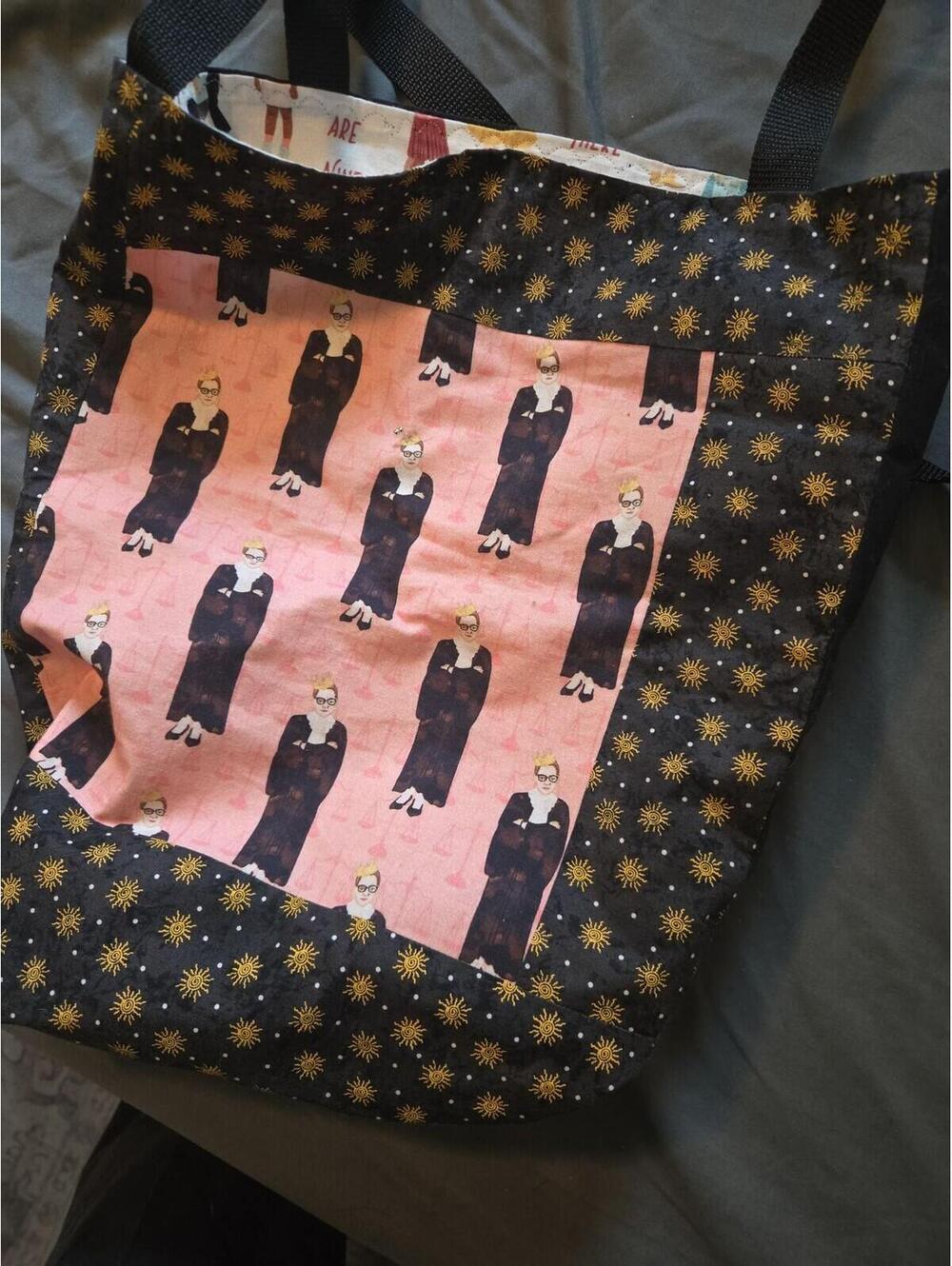 Ruth Bader Ginsburg RBG Illustrative Canvas Tote Bag - Picture 4 of 4